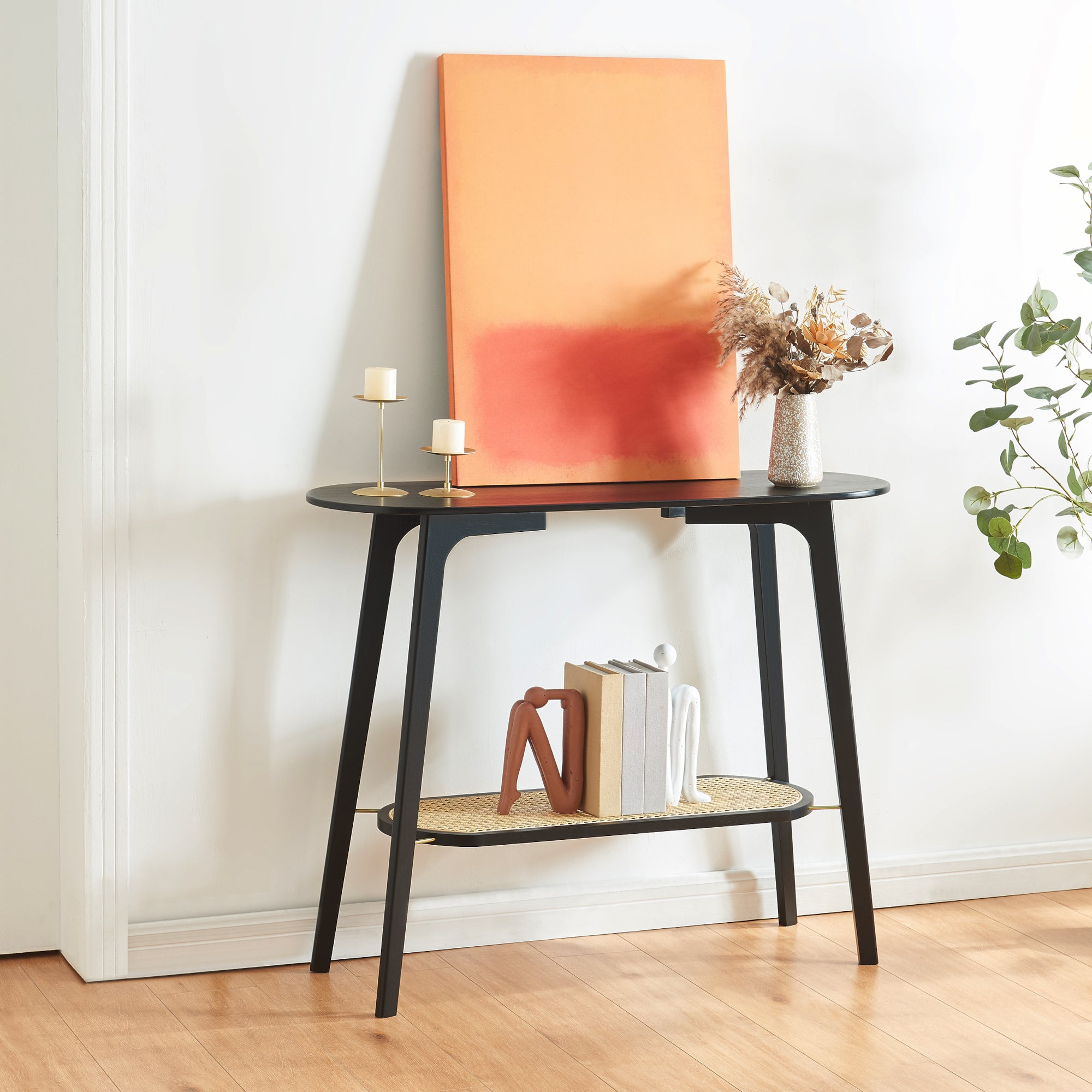tectake® Console meuble TACOMA 100 x 35 x 80,5 cm, Style industriel chic minimaliste, Cadre en acier robuste, Console Entree Meuble d'Entrée Couloir Salon Bureau, Décoration Maison, Couleur Bois Foncé
