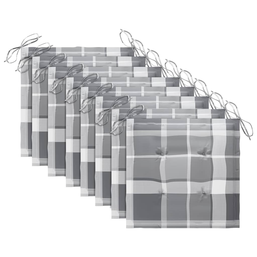 Chaises de jardin avec coussins 8 pcs Bois d'acacia solide Gris 11 - 5