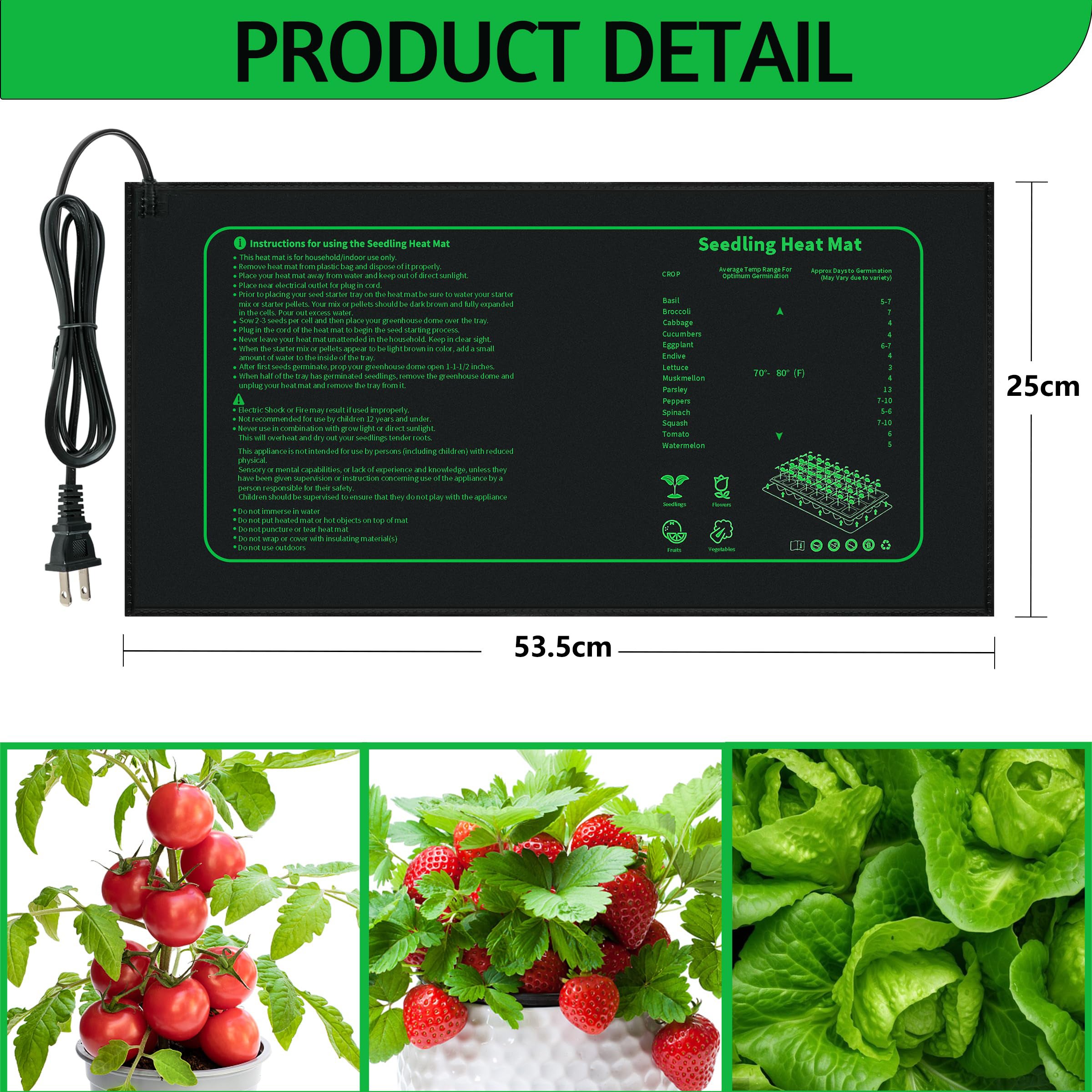 Tapis chauffant pour semis pour le démarrage des graines, coussin chauffant étanche 25 x 52 cm pour la Germination hydroponique, 2 pièces - 5