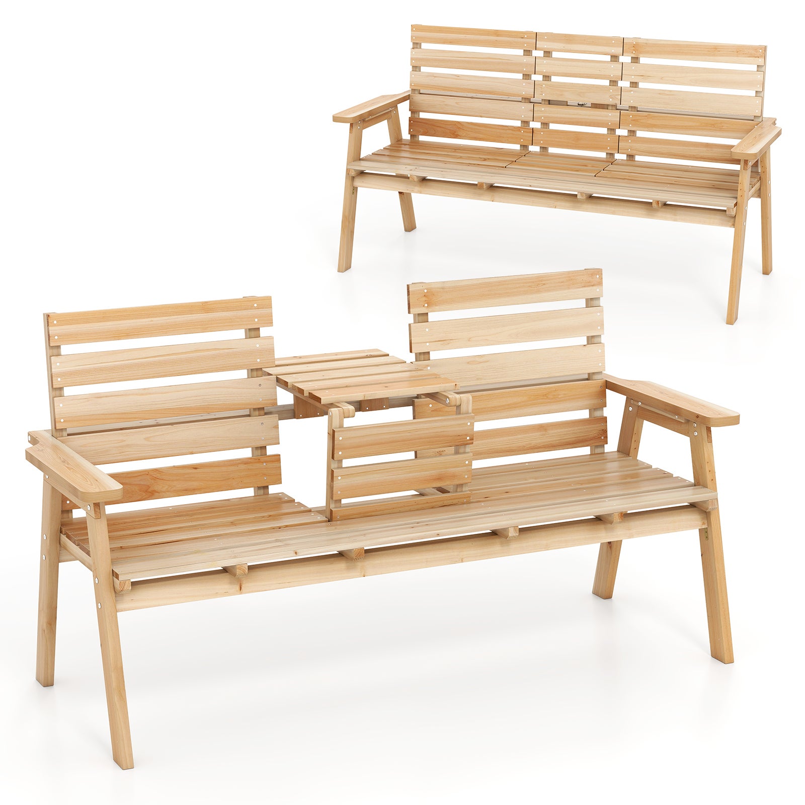 Ławka ogrodowa z litego drewna, ławka ogrodowa 2-osobowa, nośność 320 kg, 160 x 64 x 86 cm, naturalna