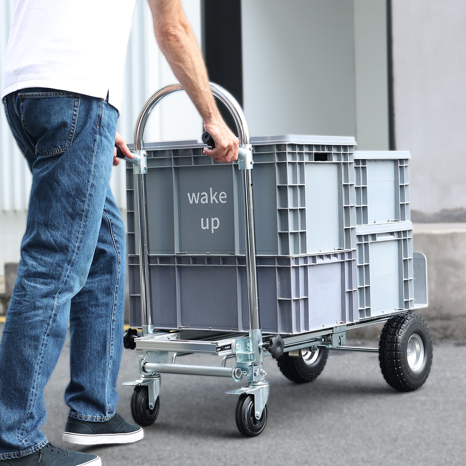 Diable Pliant Aluminium VEVOR 4-en-1 Diable Chariot Déménagement Manutention Charge 454 kg Diable Convertible Chariot Plate-forme Roues Caoutchouc PU - 8