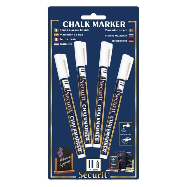 Feutre Craie Liquide Blanc - Lot de 4 Feutres - Securit