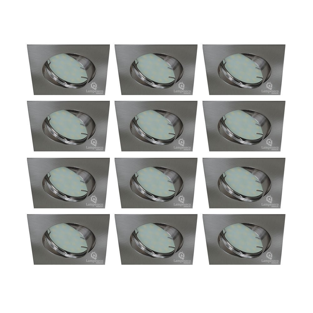 Lot de 12 spot encastrable orientable LED carré alu brossé GU10 230V eq. 50W blanc chaud - 5