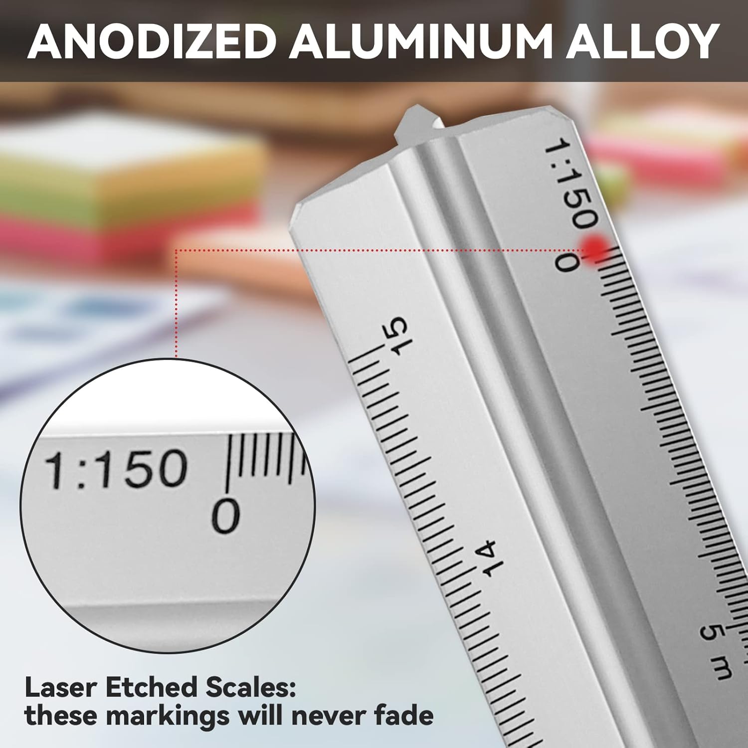 Règle triangulaire (argentée), haute précision d'échelle - 3