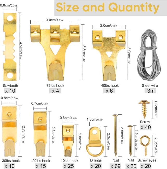 UKCOCO 10 Set Gancio Per Binario Per Quadri Kit Per Appendere Quadri Con Filo Kit Per - Foto 5