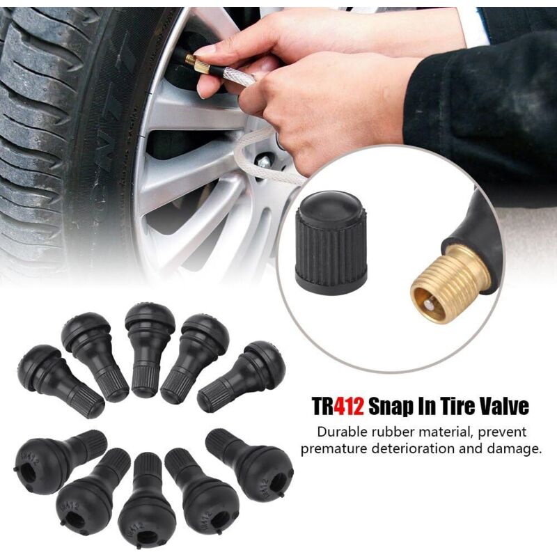 Valve Roue Tracteur Tondeuse,Valve Tr412,Lot De 10 Bouchons Anti-Poussière De Valve De Pneu Pour Voiture - 3