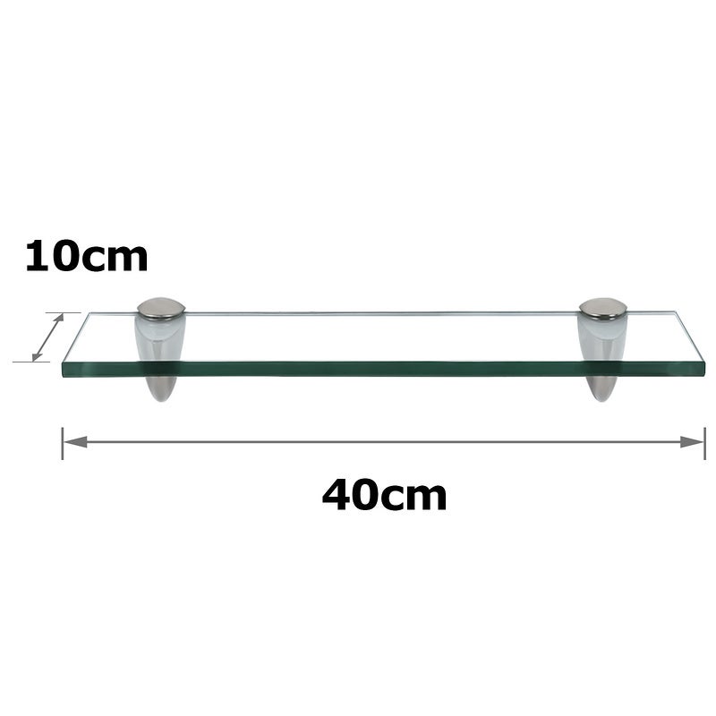 Etagère murale verre Transparent 40 x 10 cm 8 mm, Étagère pour Salle de Bain en Verre Trempé et Aluminium Étagère d'angle - 2