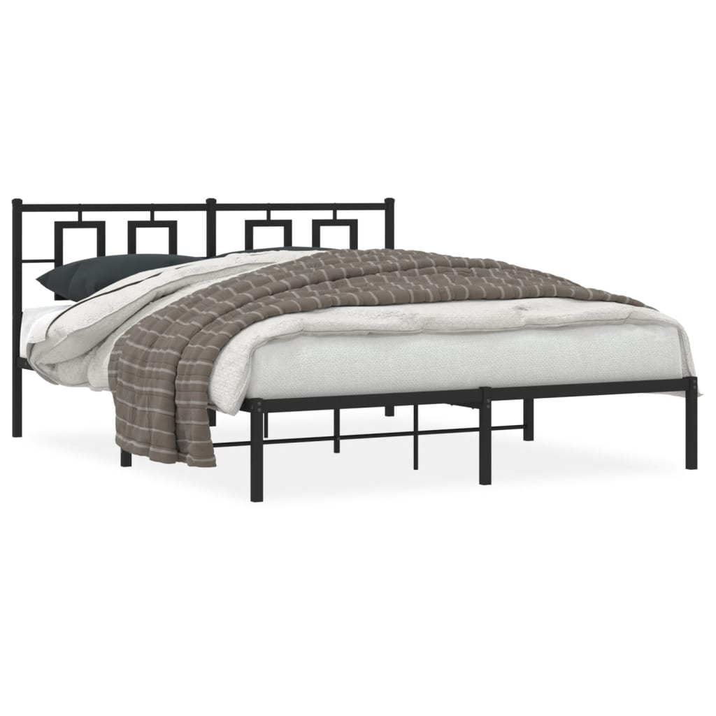 Estructura cama sin colchón con cabecero metal negro 150x200 cm vidaXL - 2