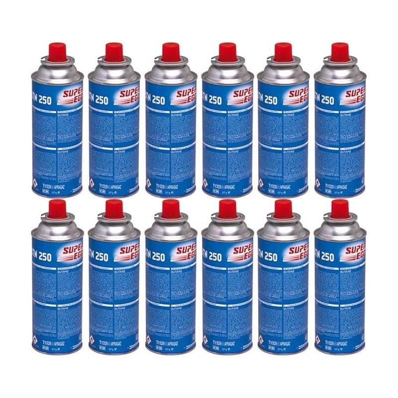 Pack de 12 cartouches de gaz 190gr Butane perçable sécurité stop-gaz breveté KEMPER