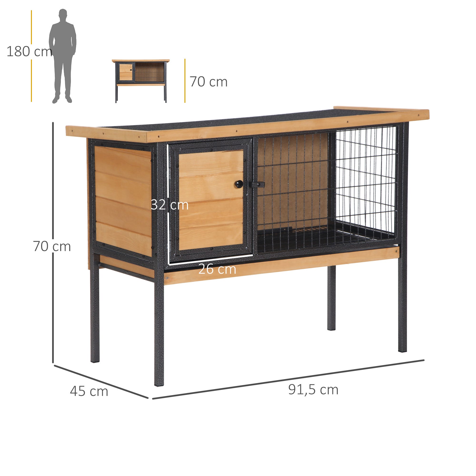 Liste Animaux Rongeurs Cage à lapins en bois sur pieds 91,5 x 45 x 70 cm avec toit ouvrable ...