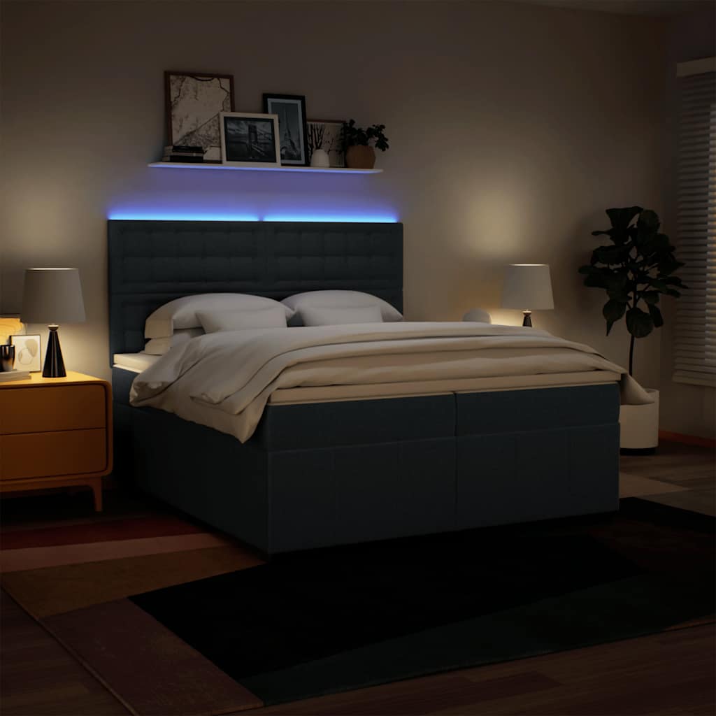 Maison Exclusive - Sommier à lattes de lit avec matelas Bleu 200x200 cm Tissu - 4