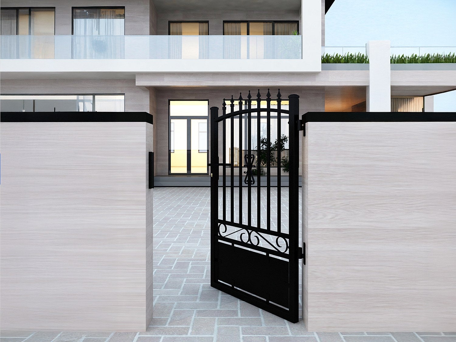 Portillon battant aluminium ajouré L110 x H170 cm noir NERBIS - 3