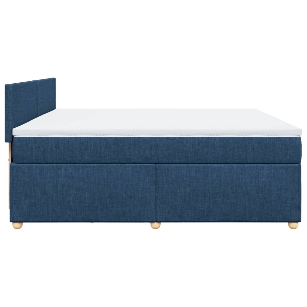 Maison Exclusive - Sommier à lattes de lit avec matelas Bleu 200x200 cm Tissu - 7