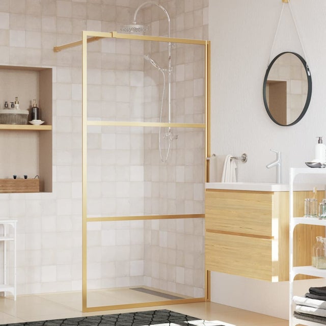 Paroi de douche | Écran de douche | Paroi fixe avec verre ESG transparent doré 100x195 cm CFW90282