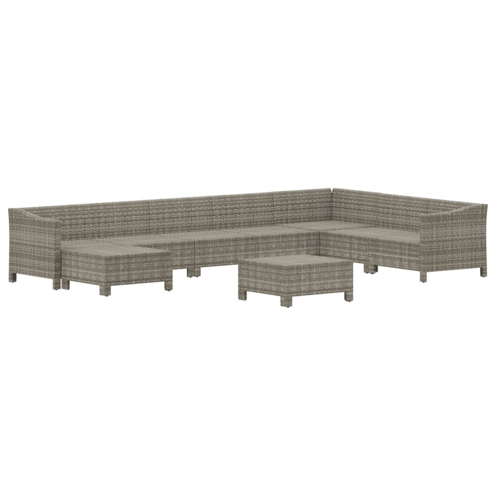 The Living Store - Salon de jardin 9 pcs avec coussins Gris Résine tressée - 4