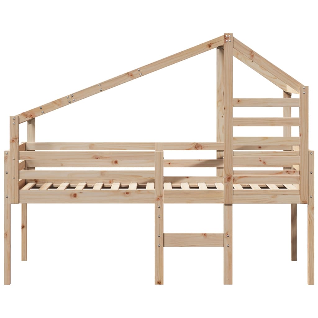 Lit haut avec toit 75x190 cm bois de pin massif - 4