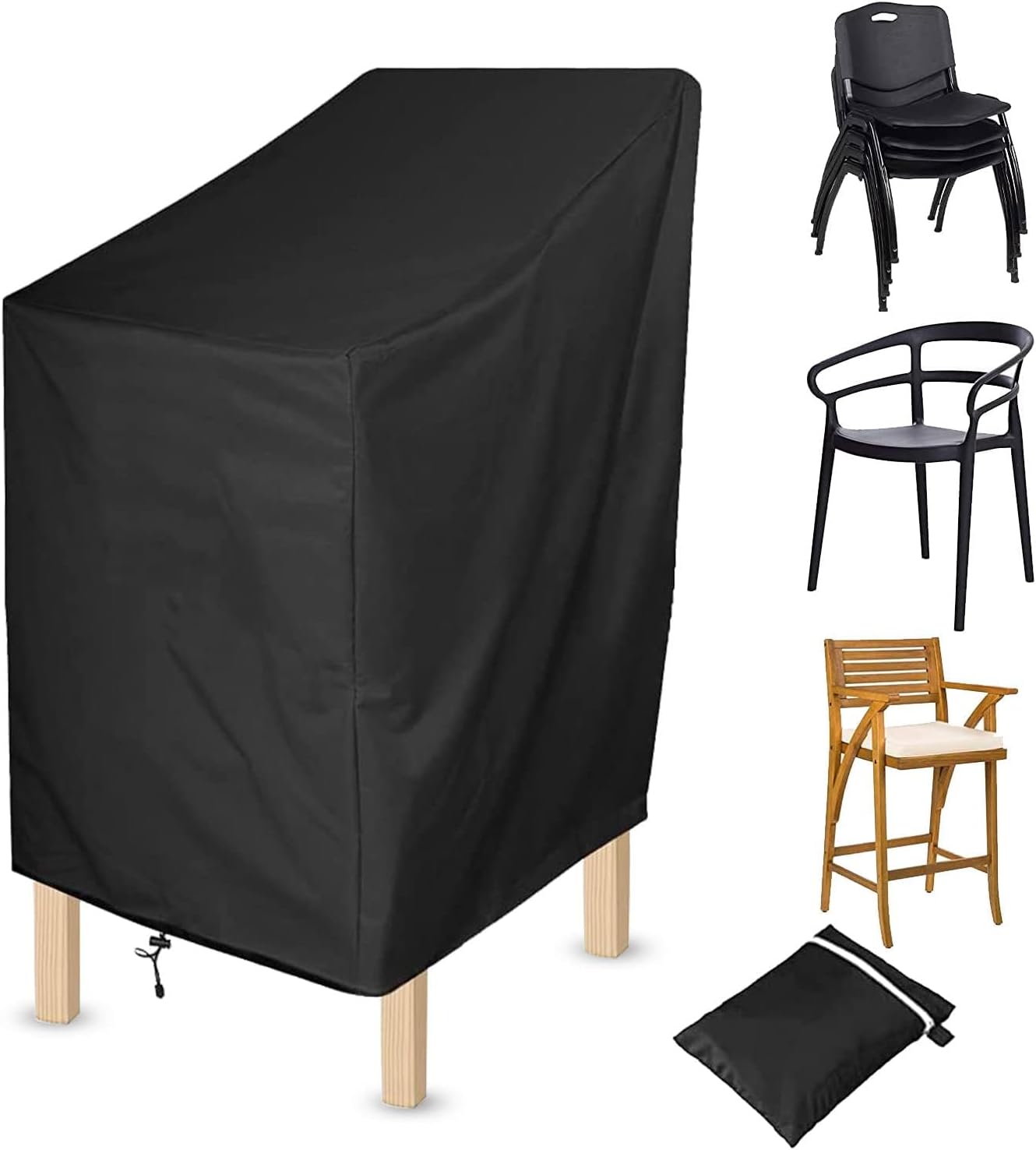 Pokrowiec ochronny na krzesła sztaplowane, pokrowiec ochronny na krzesła ogrodowe, krzesła balkonowe, 68 x 68 x 120 cm