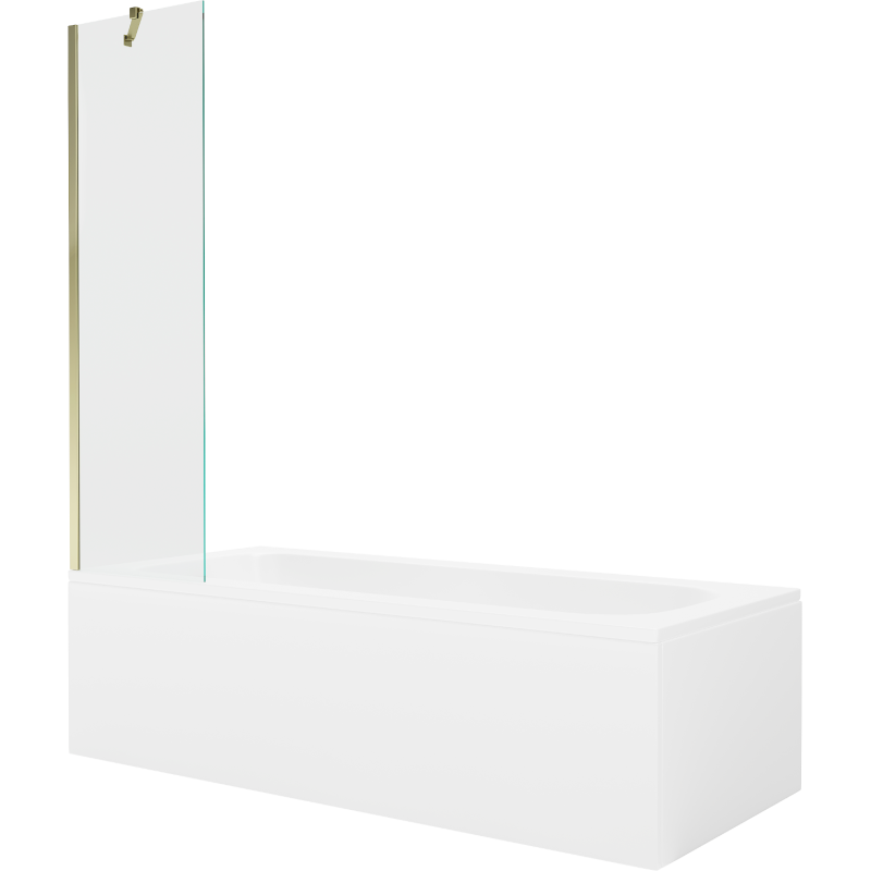 Mexen Vega wanna prostokątna 170 x 70 cm z obudową i parawanem 1-skrzydłowym 50 cm, transparent, złoty - 550117070X9505000050