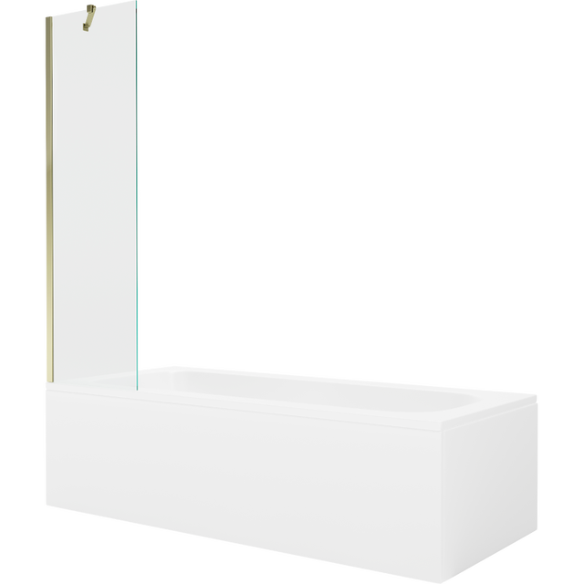 Mexen Vega baignoire rectangulaire 160 x 70 cm avec habillage et paroi 1 battant 50 cm, transparent, or - 550116070X9505000050