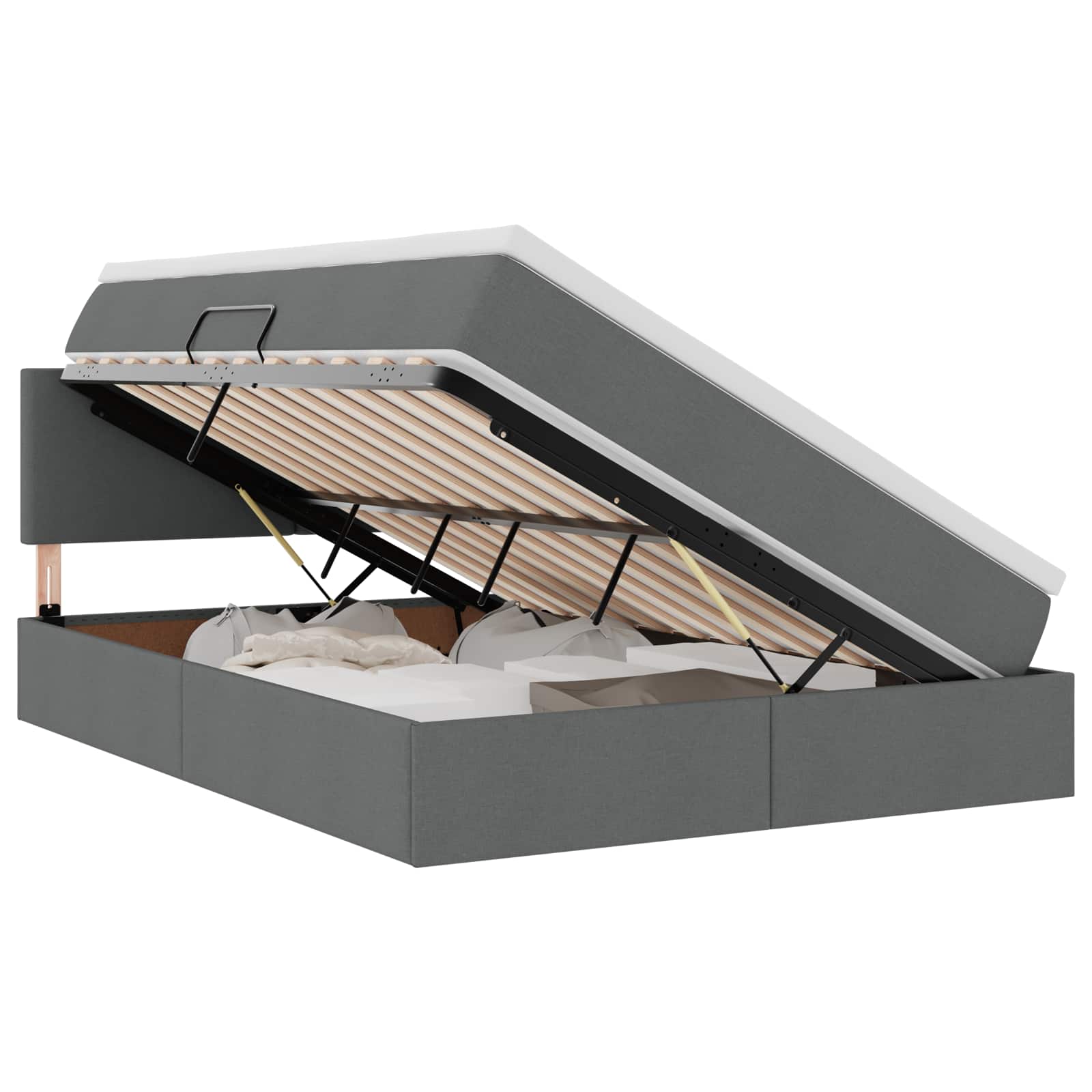 Lit avec rangement et matelas gris foncé 140 x 200 cm velours - 2