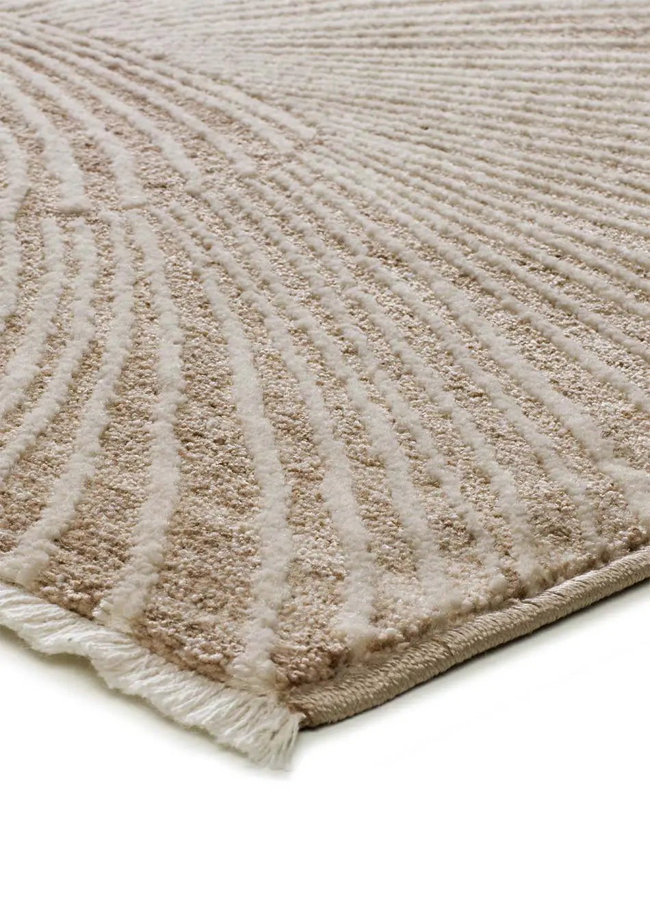 Tapis intérieur beige rectangulaire l.160 x L.230 cm ONA géométrique avec franges - ATTICGO - 3