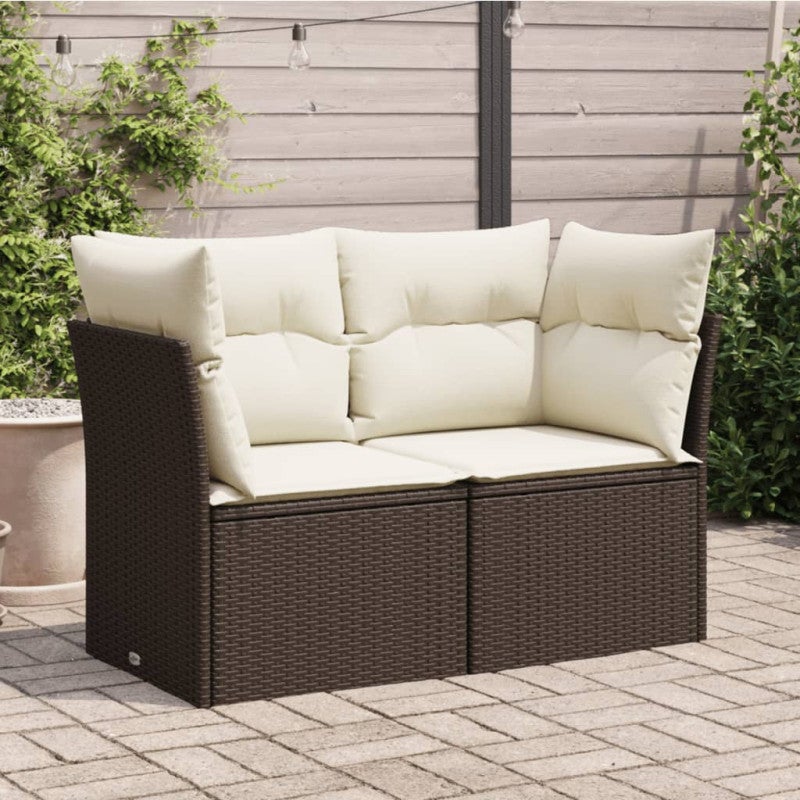 Sofa ogrodowa z poduszkami, 2-osobowa, brązowa, polirattan vidaXL