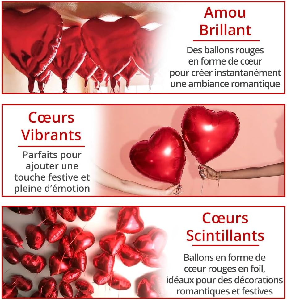 25 Ballon Coeur Rouge Hélium Décoration Romantique pour La Saint ...