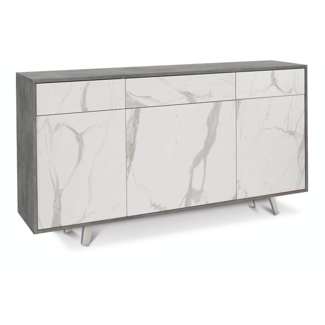 Madia 3 ante 3 cassetti h 92 cm colore Marmo Calacatta