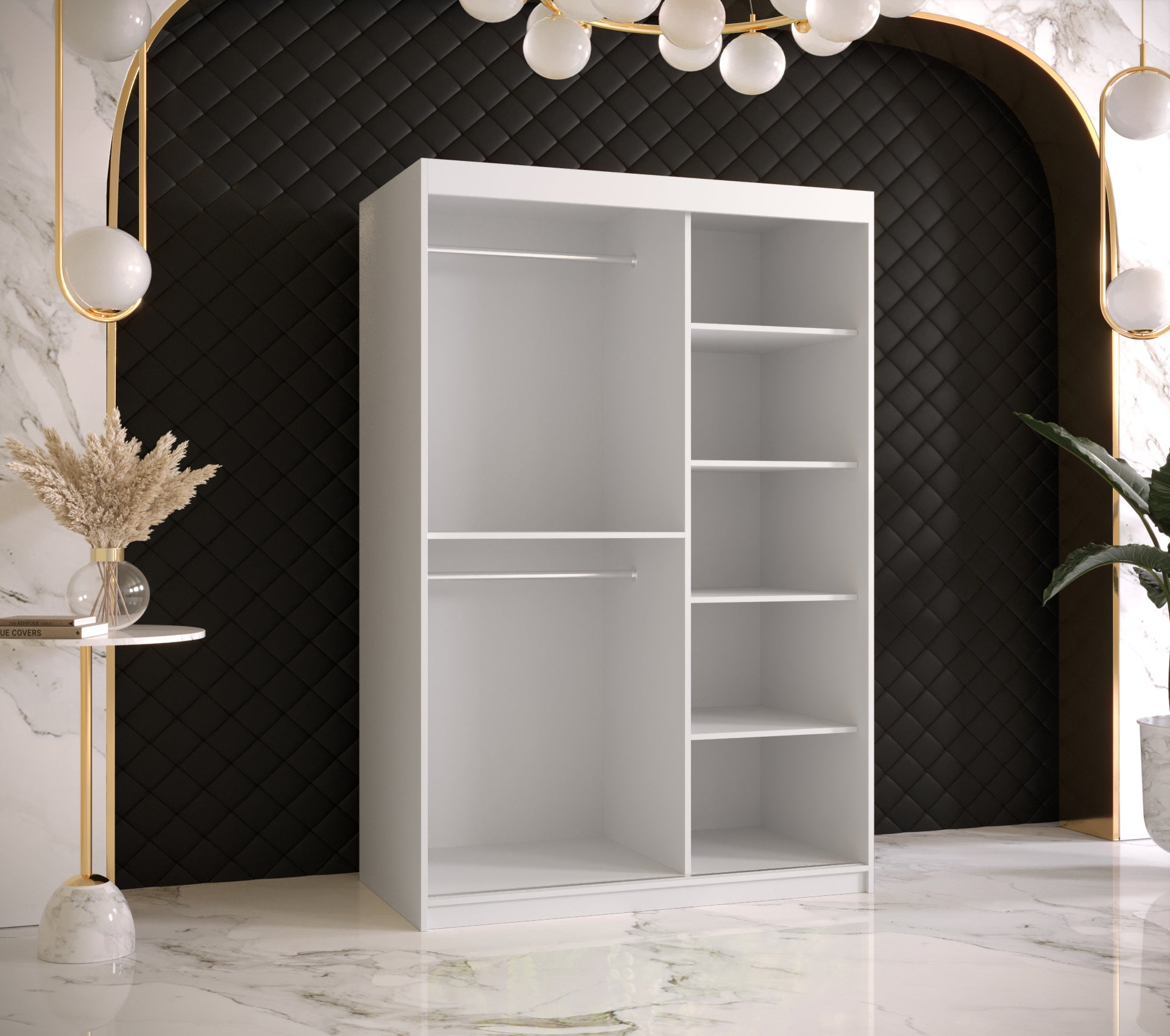 Szafa przesuwna garderoba RIFLO WAVE 1 120 x 62 x 200 cm Biały - Abiks Meble - 3