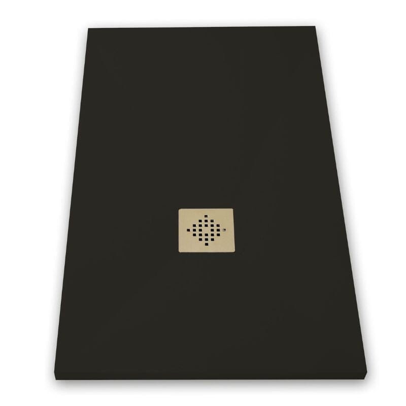 Receveur de douche 70 x 150 cm extra plat PURE en résine surface ardoisée noir Grille inox - 3