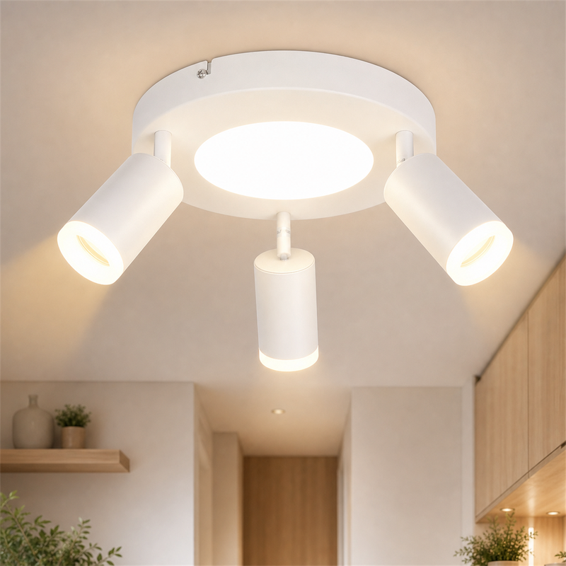 NETTLIFE tavan 3 becuri GU10 20W camera 3000k lampă de bucătărie metalică orientabilă