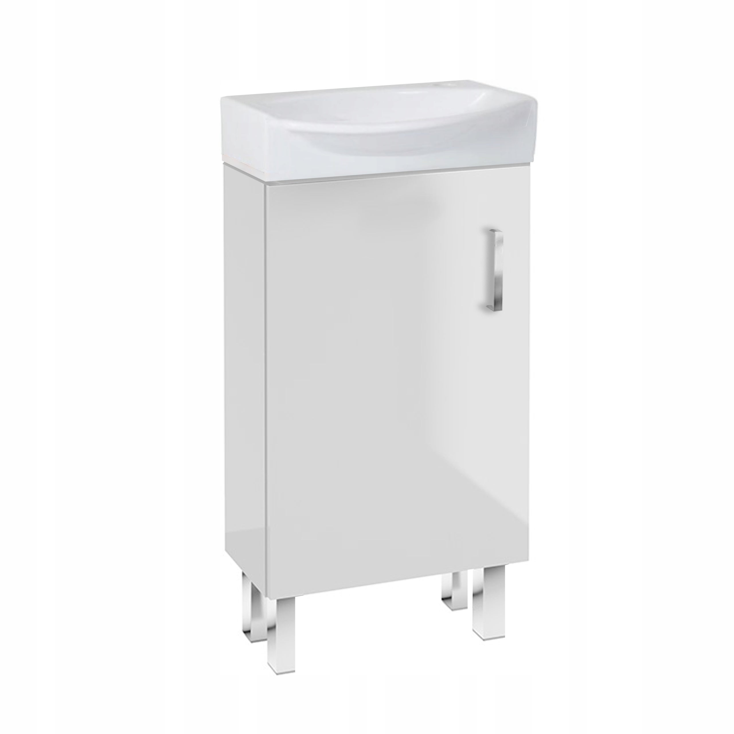 Szafka Łazienkowa z Umywalką 40 x 22 cm Stojąca Biała Połysk