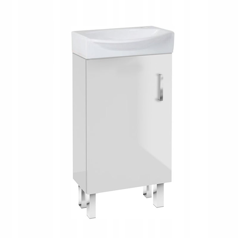 Szafka Łazienkowa z Umywalką 40 x 22 cm Stojąca Biała Połysk