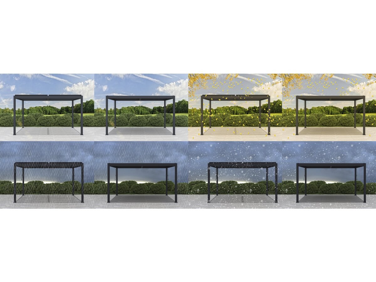 Pergola bioclimatique autoportante Gris en Aluminium 12 m² - 5