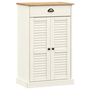 Scarpiera Stretta In Legno Di Pino Massello 85x40x108 Cm – Armadio Portascarpe Bianco Con Ante, HOMIUSE
