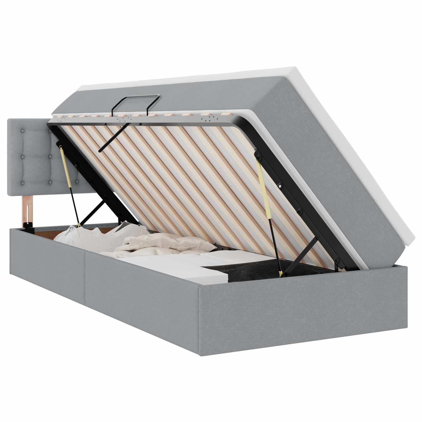 Lit avec rangement et matelas gris clair 90 x 190 cm velours - 2