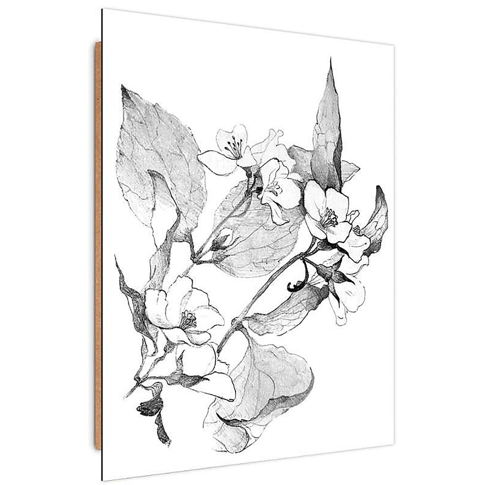 Tableau bois branches en fleurs - 50 x 70 cm - 2