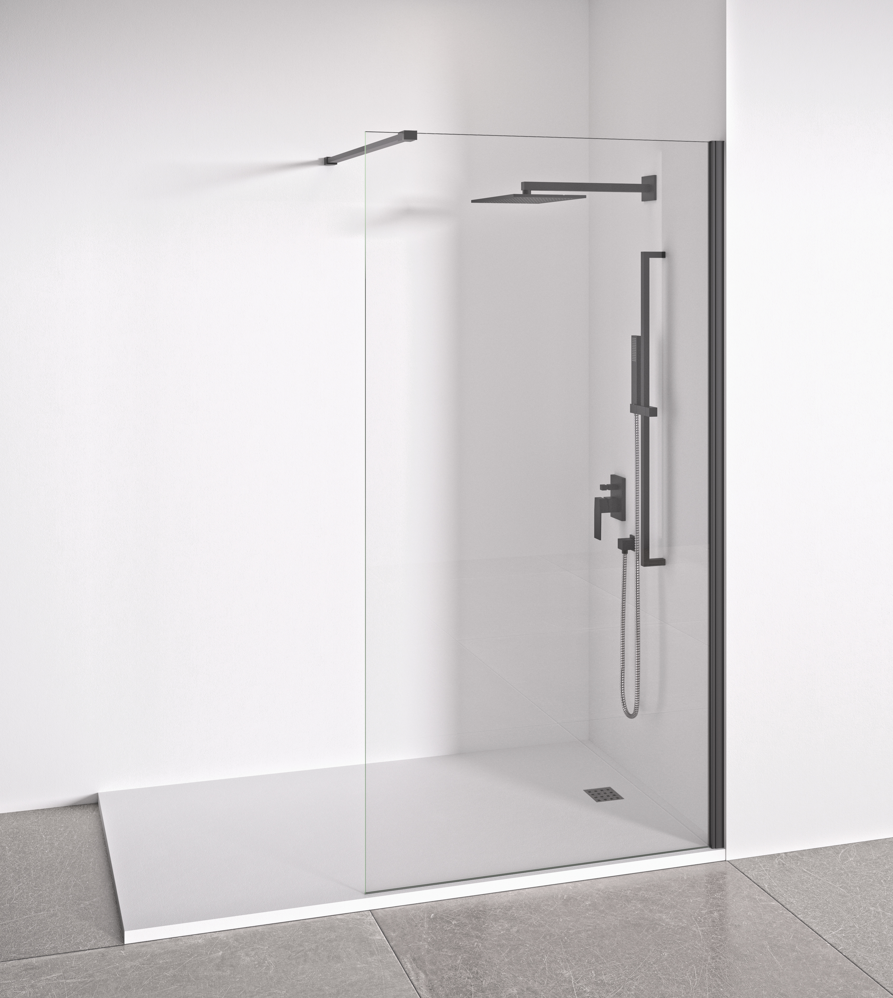 Walk In Box Doccia 90x200cm | Vetro Temperato 8mm Con Rivestimento Nano | Parete Fissa Regolabile