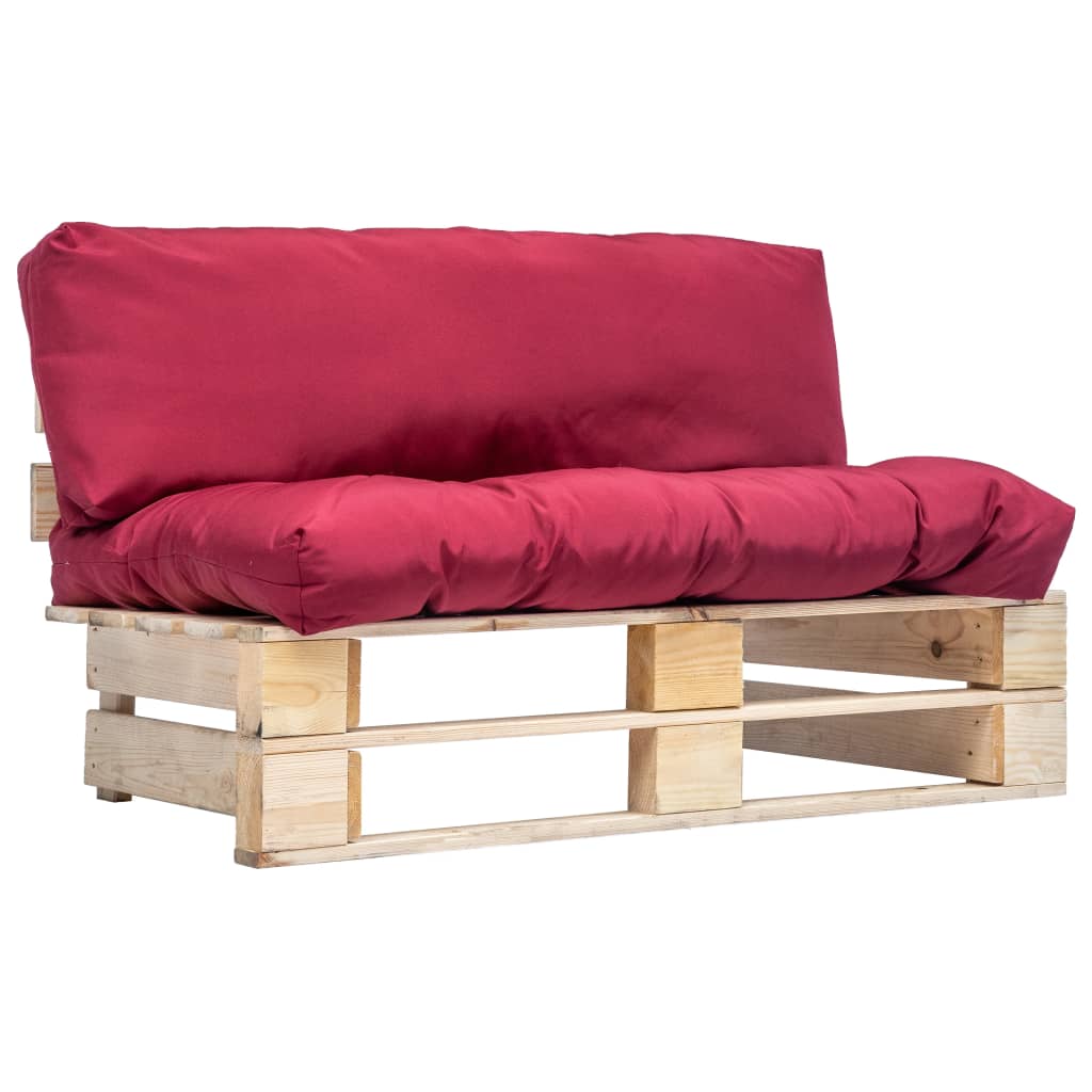 The Living Store - Canapé de jardin palette avec coussins rouge Pinède ...