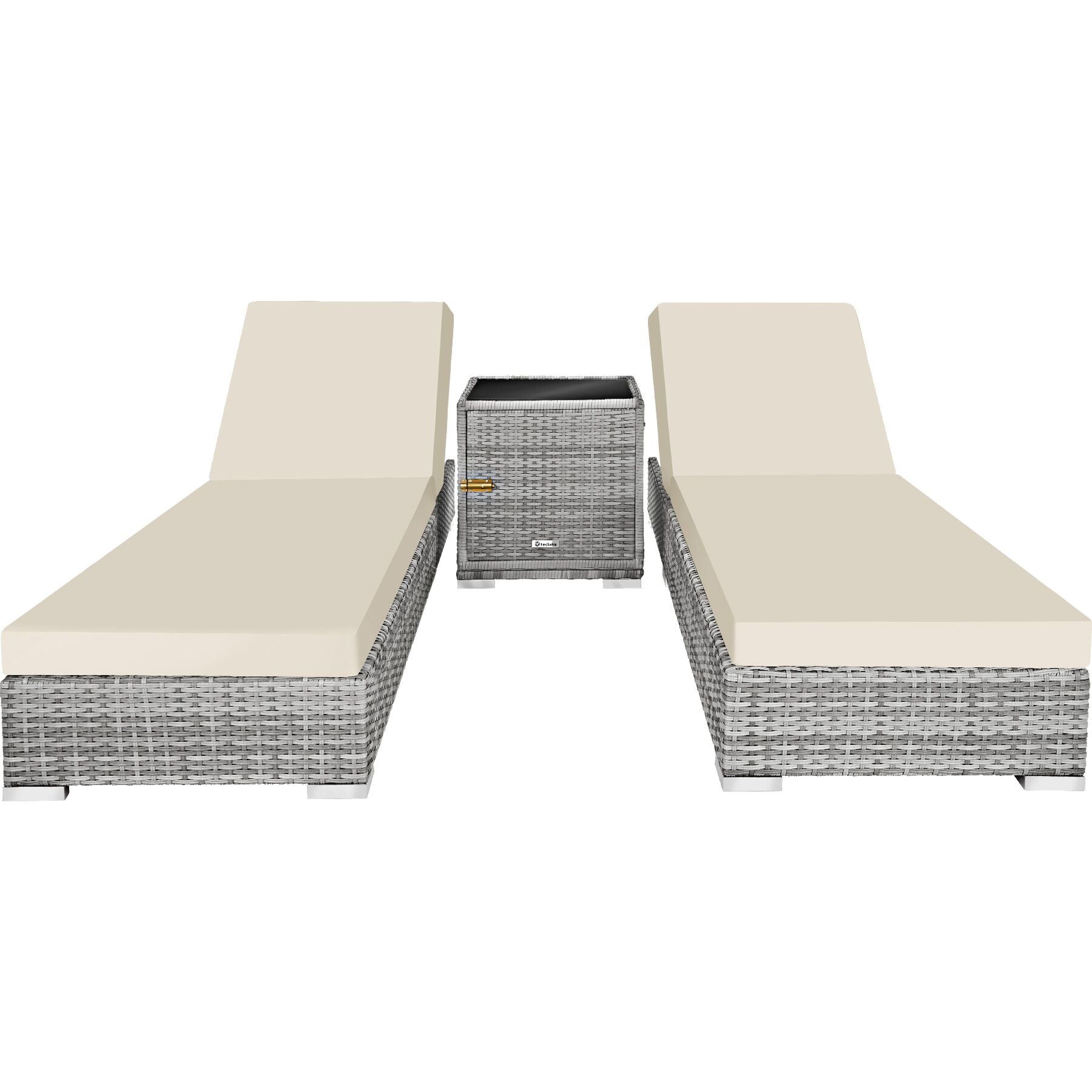 Lot de 2 bains de soleil en résine tressée et aluminium avec housse de protection TECTAKE - 3