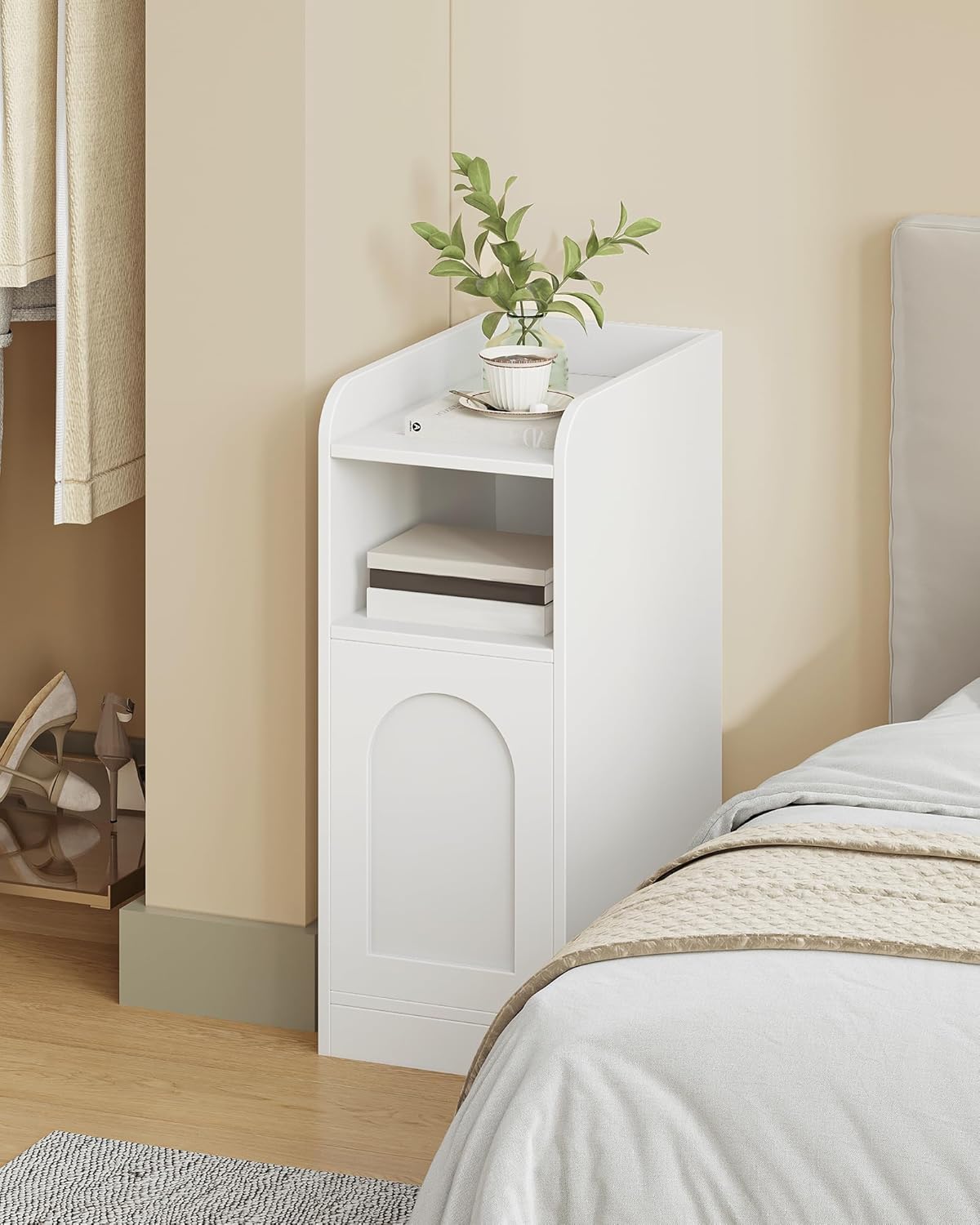 Lot De 2 Tables De Nuit SONGMICS Blanches - Avec Tiroir Et Compartiment - 41 Cm