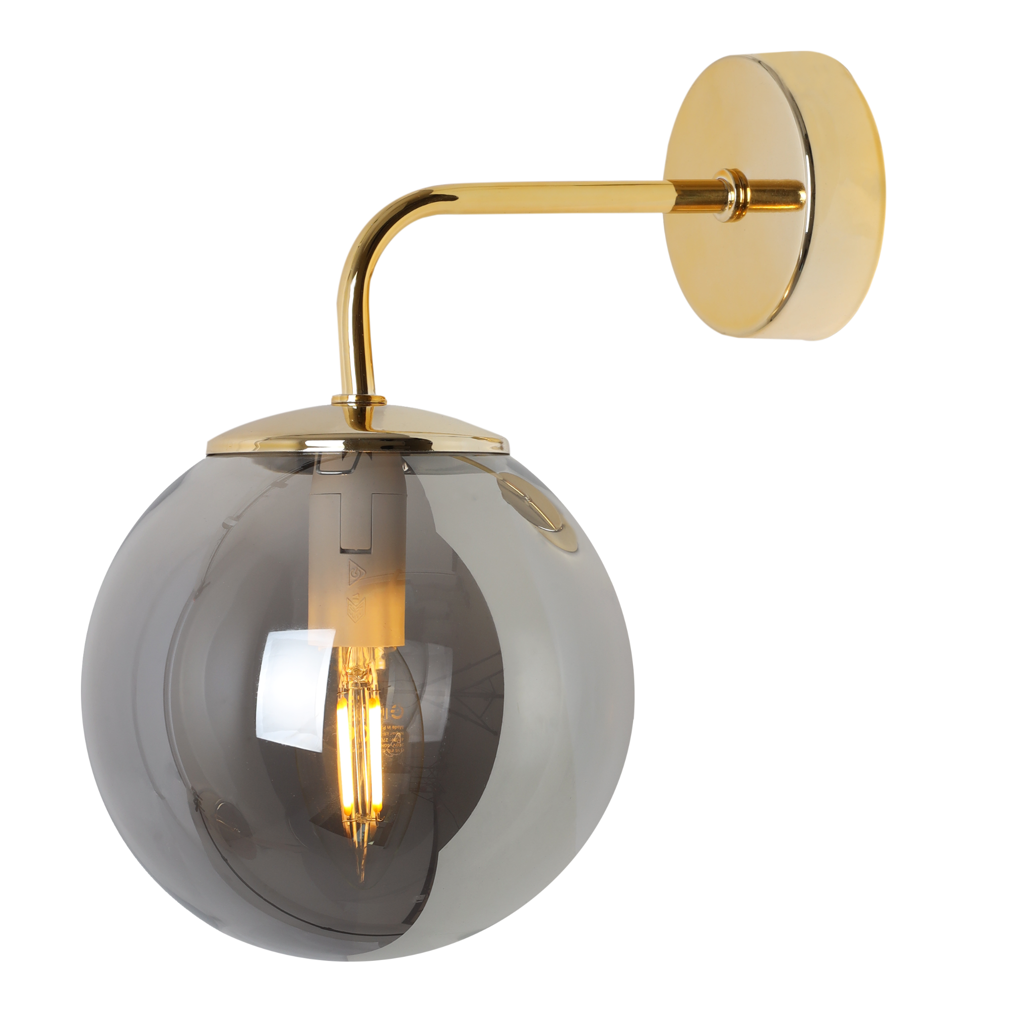 Lampa kinkiet ścienny Siena glamour 1xE14 klosz kula szklana złoty/grafit Light Home LH - 2