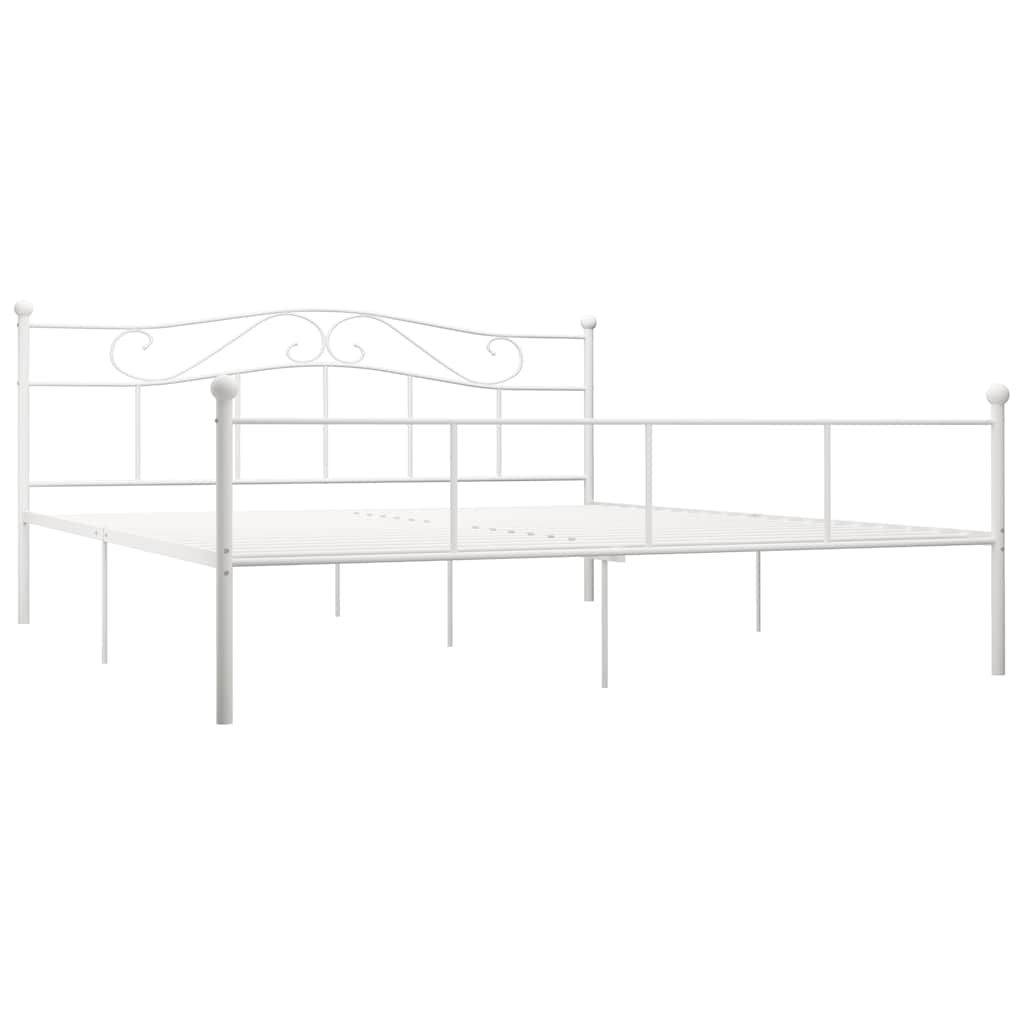Łóżko Metalowe Białe Rama Łóżka Ze Stelażem DO Pokoju Sypialni 180 x 200 cm