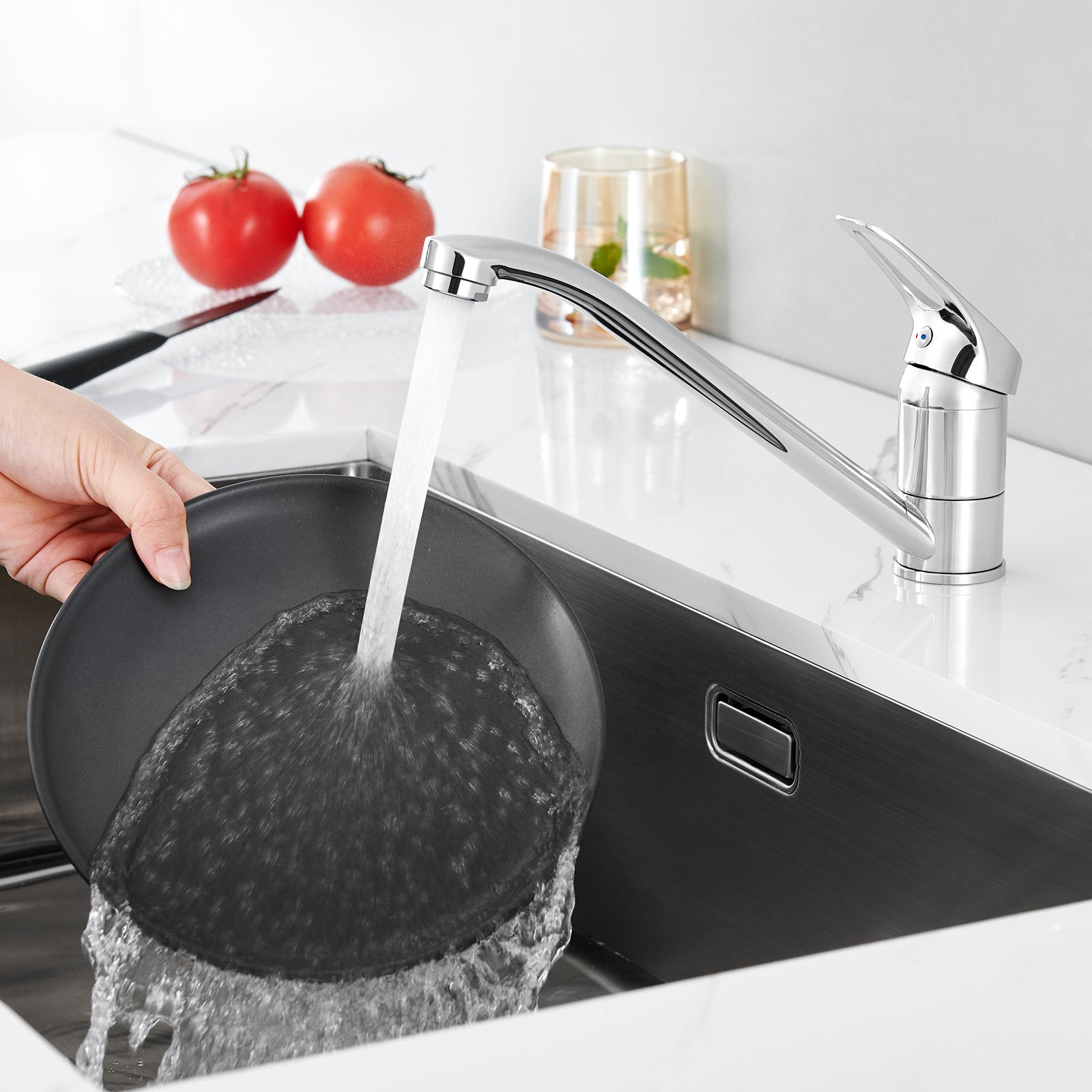 Cecipa max Robinet de Cuisine Incliné - Mitigeur de Cuisine Chromé - Robinet d'évier Réglable Sous Fenêtre - 2