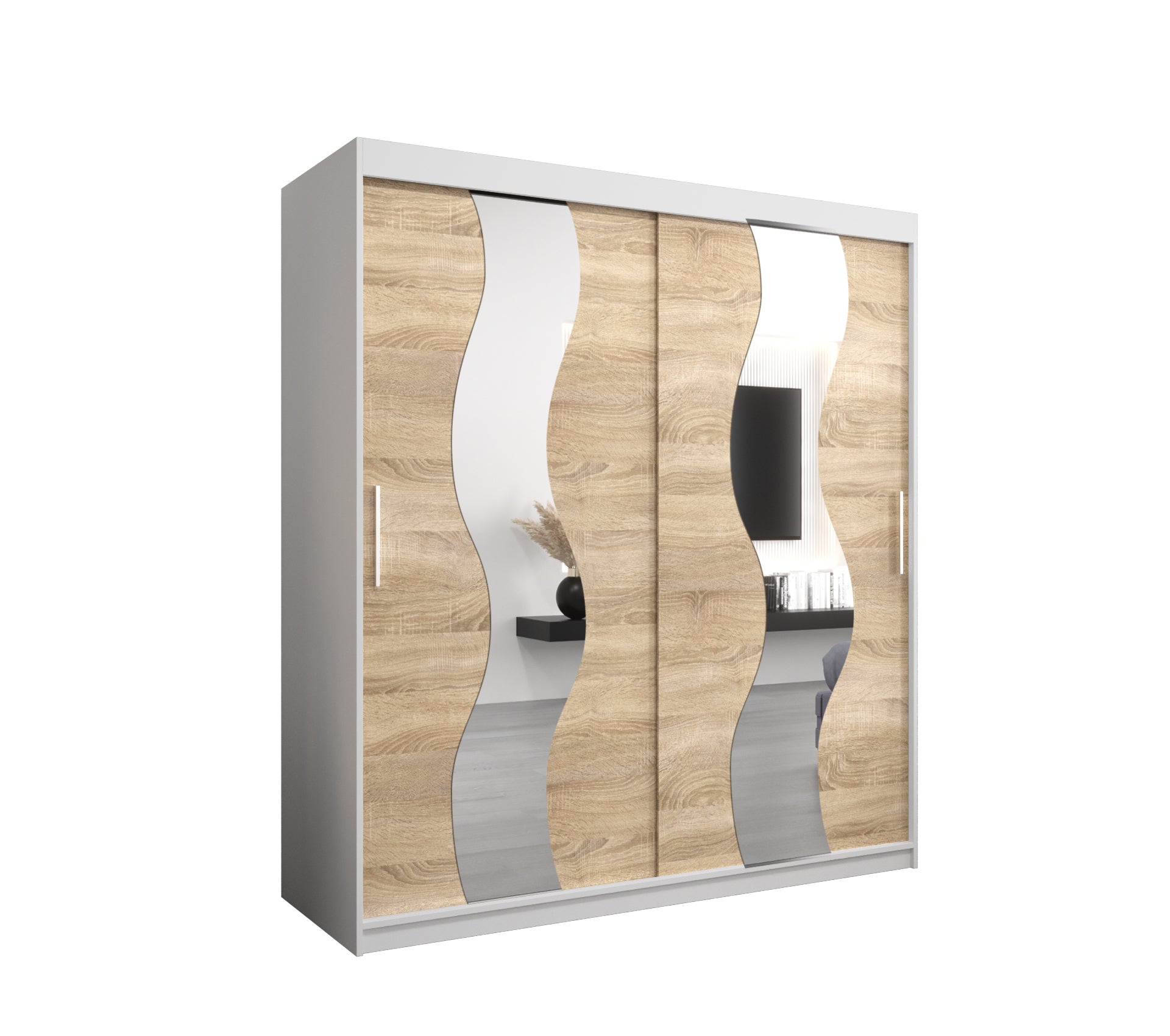 Szafa przesuwna garderoba SEWILLA 180 x 62 x 200 cm Biały + Sonoma - Abiks Meble