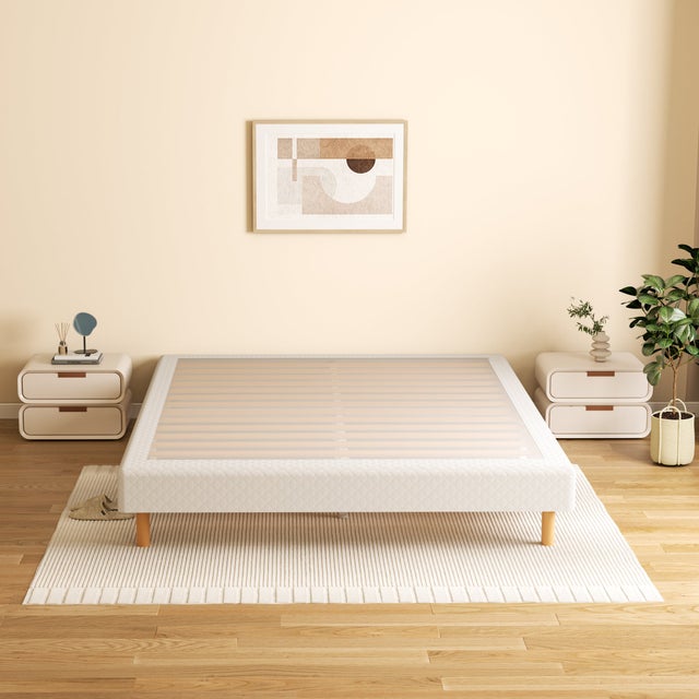 DEWINNER Sommier à lattes 140 x 190 cm, 9 pieds, 2 x 14 lattes, Blanc