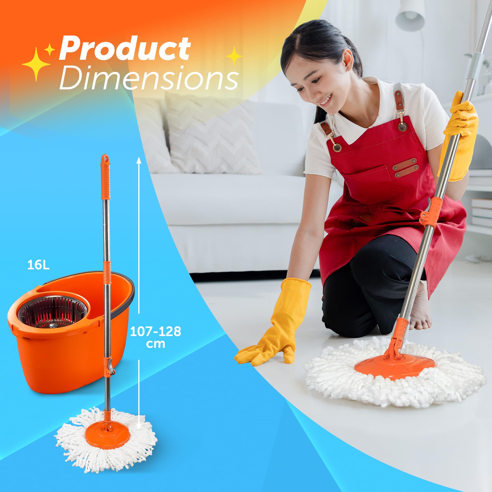 Macromax Mocio Spray 2 In 1 Con Testina Girevole 360° E Panno In Microfibra Lavabile | Pulitore Per Pavimenti Con Serbatoio Ricaricabile, Ecologico, Per Legno, Piastrelle E Marmo - 2