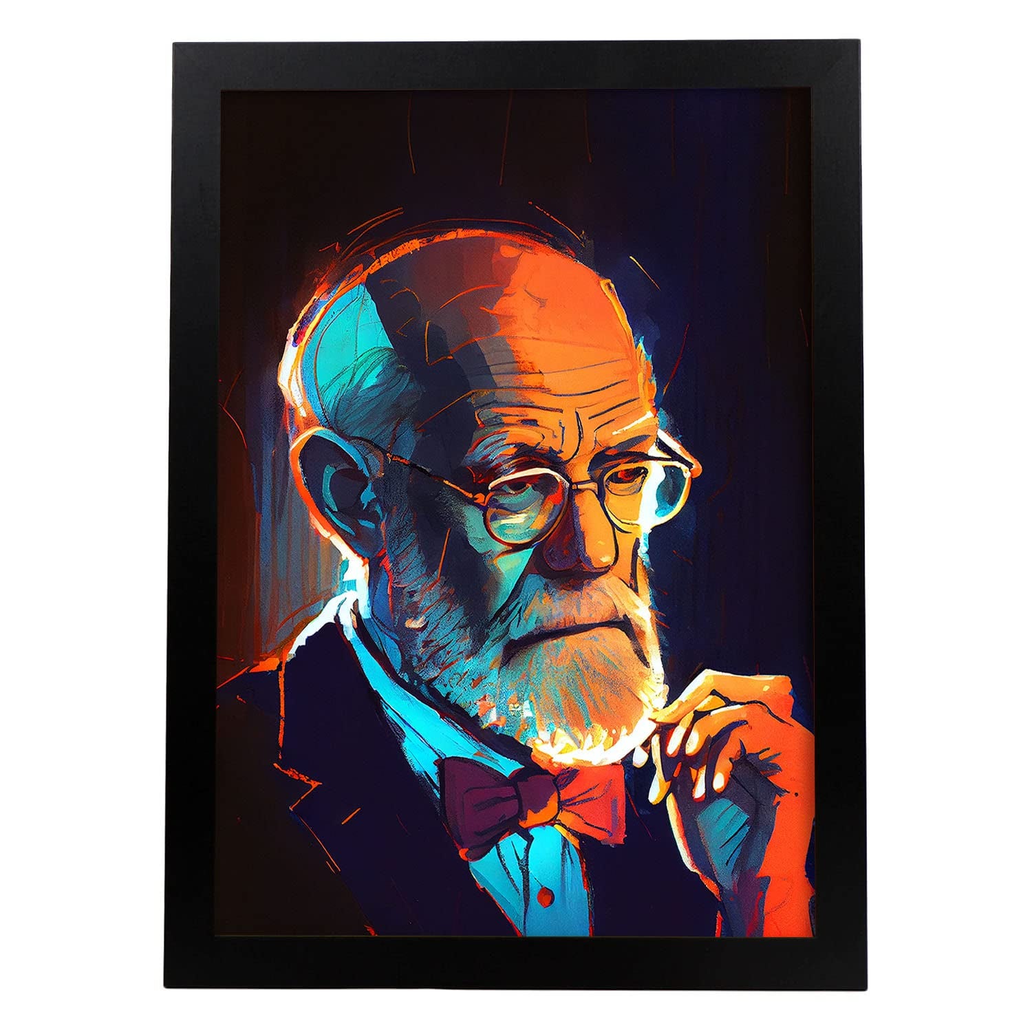 Nacnic poster de sigmund freud en estilo retrato a todo color ilustraciones y caricaturas de inventores y creadores históricos a3 marco negro