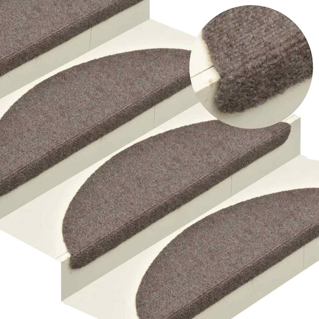 vidaXL Tapis d'escalier autocollants 20 pièces 56 x 17 x 3 cm Beige Demi-rond - 4