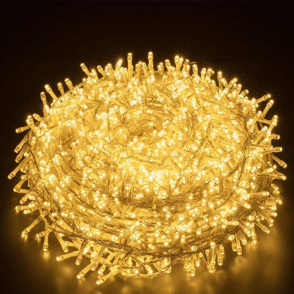 Guirlande LED Noël 5 M - 100 Lumières Blanc Chaud Avec Boules Rouges/Dorées Et Flocons De Neige - 11